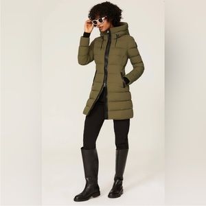 Mackage Calla hooded Down lightweight puffer olive green